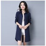 New Korean Large Size Women Loose Long Sleeve Blouse Lady Cotton Linen  Striped Shirt Long Shirt