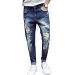2019 Wholesale 2017 Hip Hop Men Jeans Trend Ripped Biker Jeans Distressed  Broken Man Straight Slim Fit Pencils Pants Mens Torn Jeans Blue Hole From  Buxue,