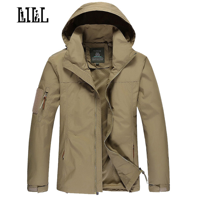 LILL | Mens Military Waterproof Jacket Coat Men Spring Army Style Outerwear  Hooded Camouflage Windbreaker Tactical