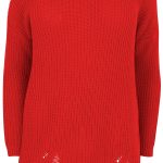 LIMITED COLLECTION Red Chunky Knit Asymmetric Jumper
