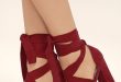 Dorian Dark Red Suede Lace-Up Platform Heels