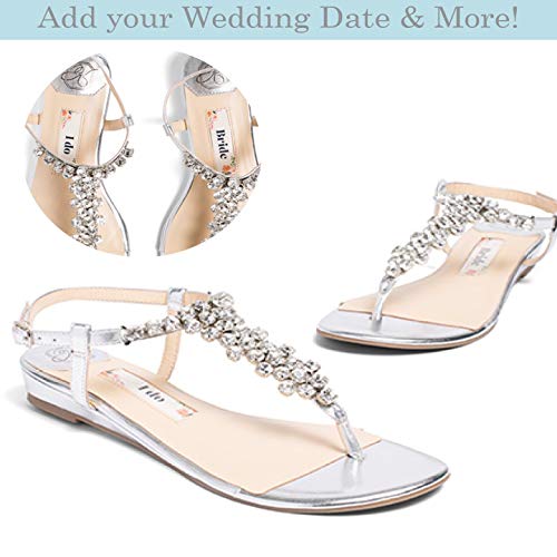 Flat Wedding Shoes -“Patent-Pending” personalization - Silver wedding  sandal - Style
