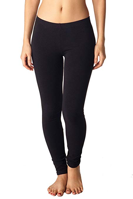 Womens Cotton Spandex Leggings by In Touch in Black, Small
