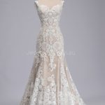 Sweetheart Neckline Beaded Straps Champagne Wedding Dress W1088 - Front