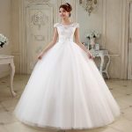 Tulle Ball Gown Wedding Dresses With Pearl Vestido De Noiva 2019 White  Ivory Scoop Neck Bridal Gowns Lace Up Black Wedding Dress Bride Dress From