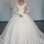 Bridal Ball Gown V-Neck Lace Long Sleeves Wedding Dresses Bridal Gowns  3030126