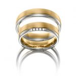 14k White and Yellow Gold Matching Wedding Bands 05 Ct 5 Mm