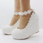 White Lace Wedges Shoes Pumps High Heels Wedges Heels Platform Wedges Women  Shoes Lace And Pearls