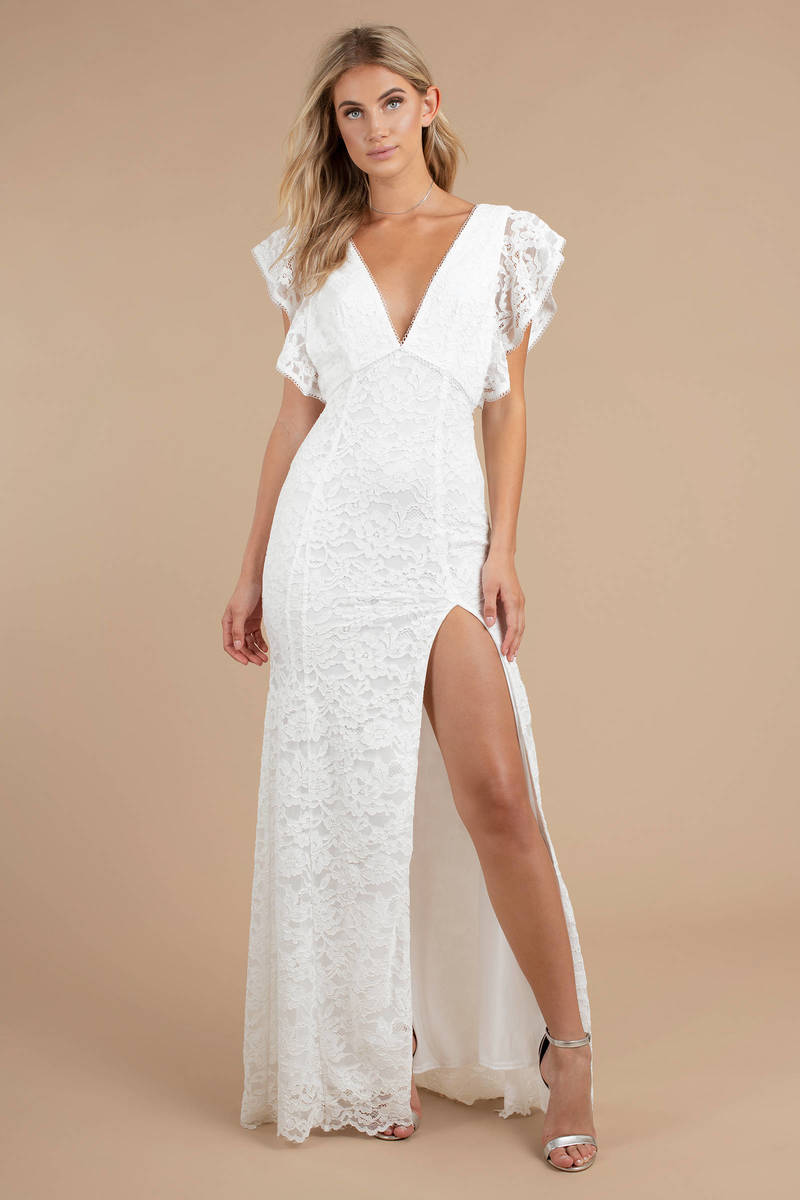 Feel For You White Lace Maxi Dress