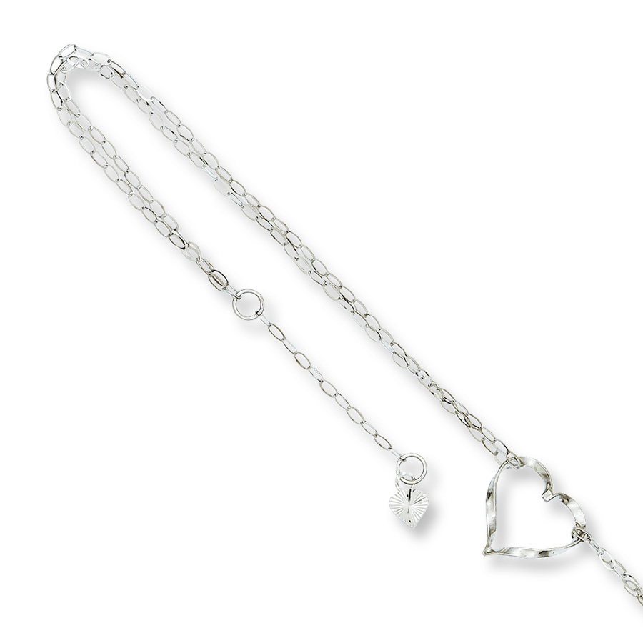 Heart Anklet 14K White Gold. Tap to expand