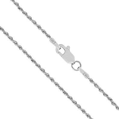 Traveller Location: Honolulu Jewelry Company 14K Solid White Gold 1mm Rope Chain  Necklace - 16 Inches: Jewelry