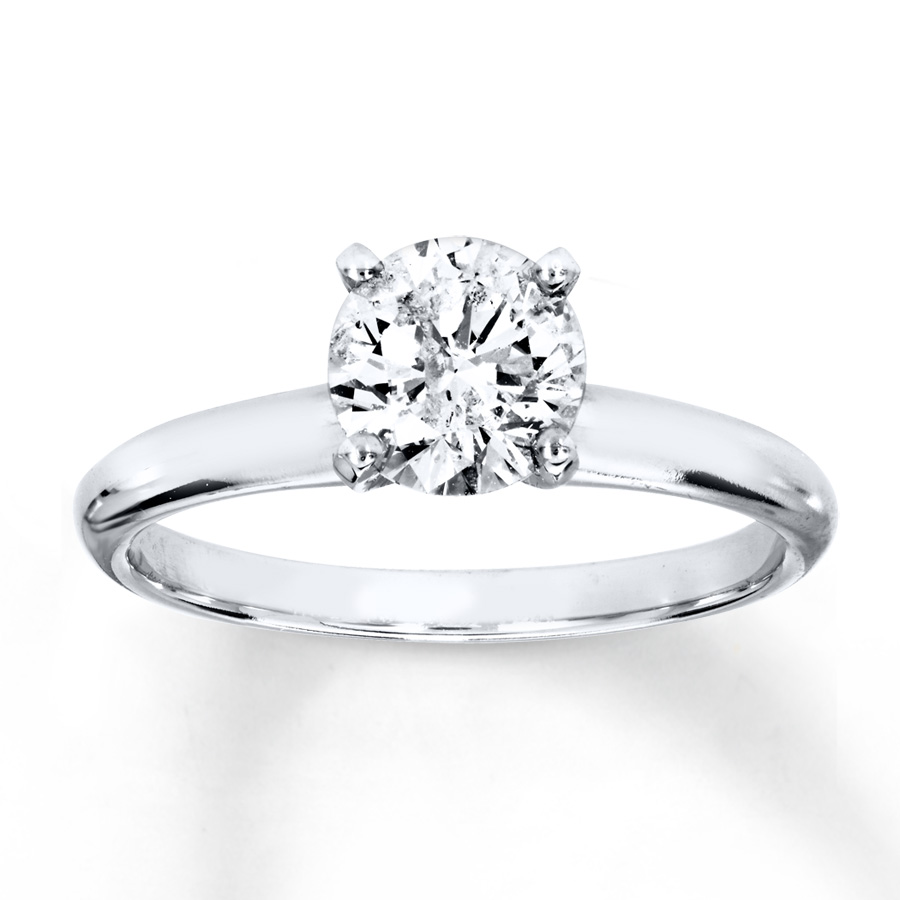 Diamond Solitaire Ring 1 Carat Round-cut 14K White Gold