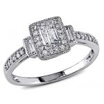 10K White Gold 0.31ctw Baguette and Round White Diamond Engagement Ring -  7665134 | HSN