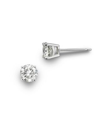 Colorless Certified Round Diamond Stud Earring in 18K White Gold, .30 ct.  t.w. - 2.0 ct. t.w. - 100% Exclusive