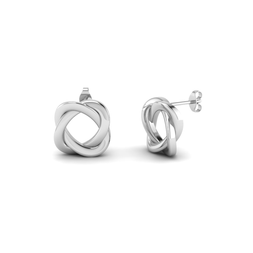 Swirl Loop Stud Earrings. Stud Earrings in 14K White Gold
