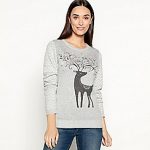 Mantaray - Grey reindeer motif Christmas jumper