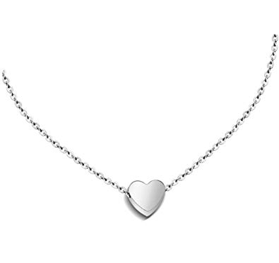 Womens Charm Mini Heart Pendant Necklace 18" Delicate Cable Chain  Necklace