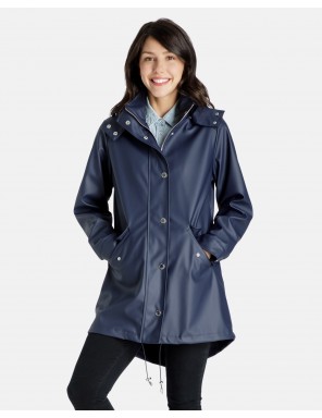 Michaela Rubberized Rain coat with Removable Hood