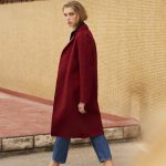 Wool coat with checked print : Coats color Red