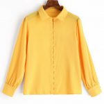 outfits Covered Button Fluid Blouse - YELLOW XL