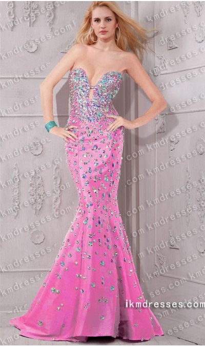 amazing Bejeweled low-cut keyhole floor length mermaid gown Purple Dresses  Pink Dresses 001