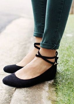 ankle strap flats - cute! Great look with ankle pants.