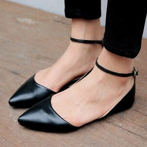 Image is loading Hot-Women-039-s-Ankle-Strap-Flats-Sandals-