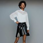 Asymmetric skirt in patent leather