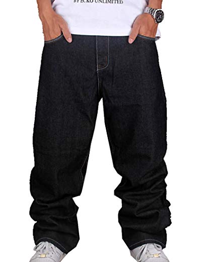 Tomteamell Mens Denim Pants Hip Hop Loose Fit Baggy Jeans Waist 30"