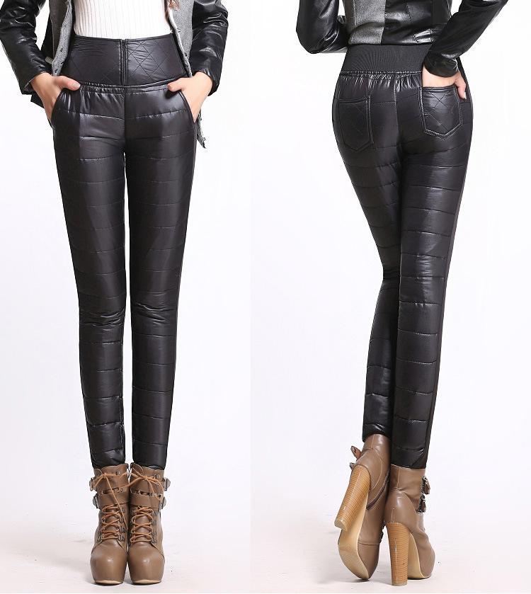 New Winter Pants High Waisted Outer Wear Women Fashion Slim Warm Windproof  Plus Velvet Thick Down Pants Trousers