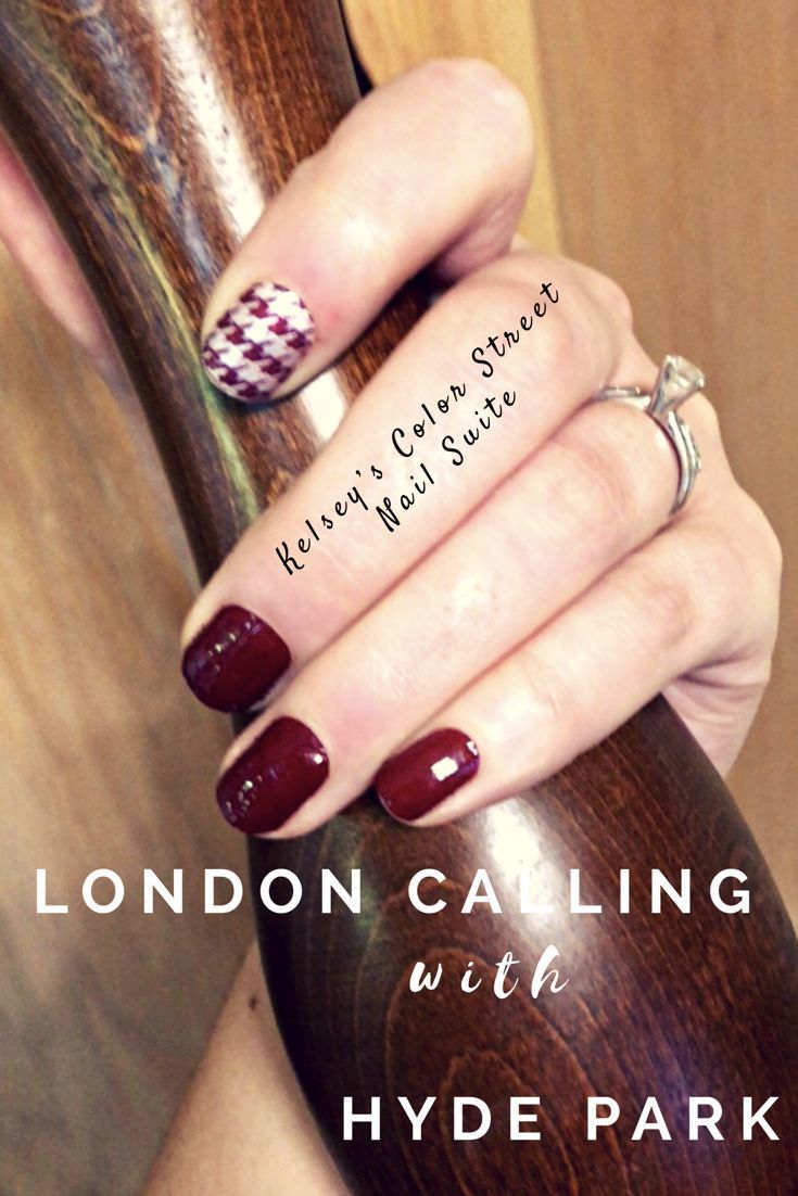Feeling fall with this deep red, burgundy nail polish! Color Street London  Calling with an accent nail of Hyde Park! Click the photo to shop these  gorgeous