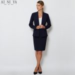 Jacket+Skirt Navy Women Business Suits Blazer Female Office Uniform Skirt 2  Piece Suits Ladies