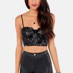 Fine With Me Black Sequin Bustier Top