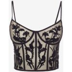 Alexander McQueen Embroidered Bustier Top ($4,180) ❤ liked on Polyvore  featuring tops, black, embroidered top, beaded top, structured top,