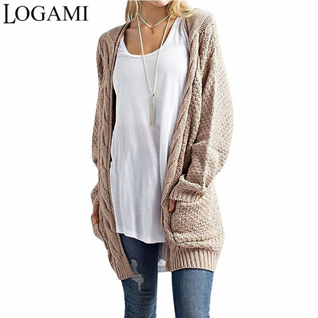 LOGAMI Long Cardigan Women Long Sleeve Knitted Sweater Cardigans Autumn  Winter Womens Sweaters 2017 Jersey Mujer