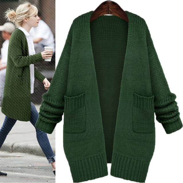 2018 new For Women Long Cardigans Fall-Winter View Fashion casual Knit  Sweater Cardigans V