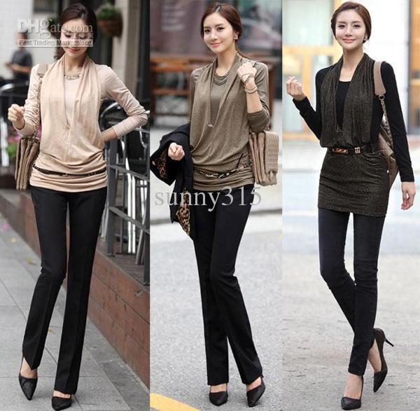 Autumn Clothing Women Knit Long Sleeve T-Shirts Top Korean Slim Dress Mini  Dresses