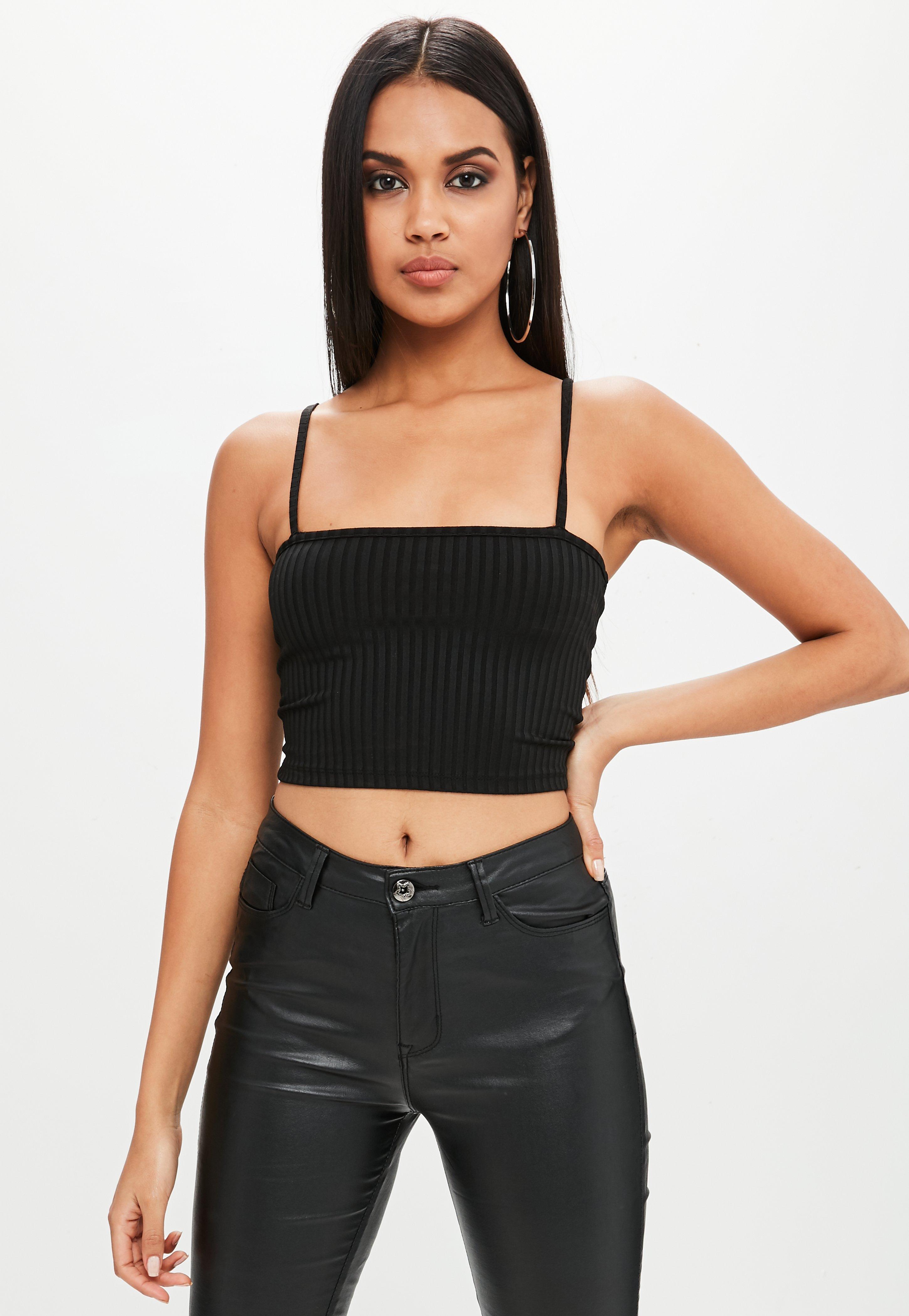 Black Square Neck Crop Top Missguided