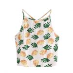 Crop Top Women Tank Top Mini cute Pineapple Print Tank Top Summer Sexy  Short Halter Tops