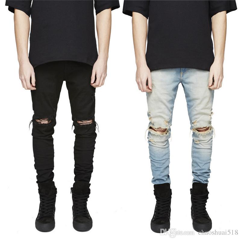 2019 New Slim Fit Ripped Jeans Men Hi Street Mens Distressed Denim Joggers  Knee Holes Washed Destroyed Jeans For Men From Chaoshuai518, $33.14 |  Traveller Location