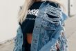 I need this denim distressed jacket in my closet asap!