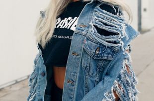 I need this denim distressed jacket in my closet asap!