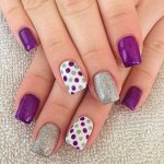 gelnails in purple, silver and white - 30 Adorable Polka Dots Nail Designs