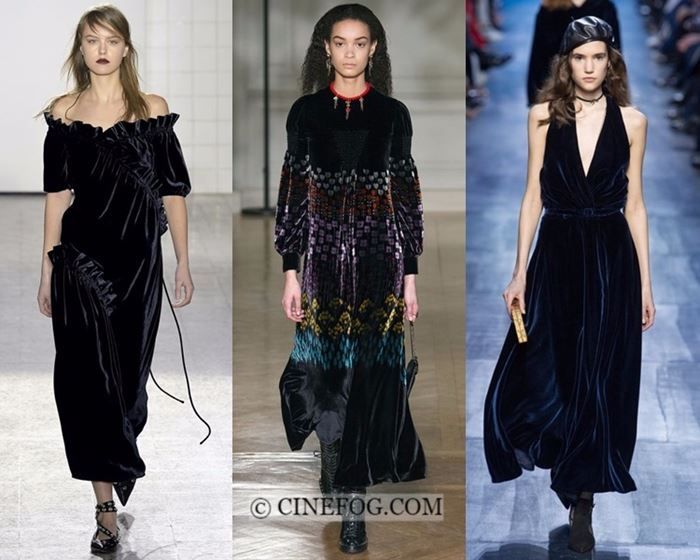 Dresses Fall-Winter 2017-2018 Fashion Trends: Black evening velvet dresses