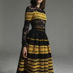 Costarellos Fall Winter 2017/18 - FW1742 Tea Length Striped Dress with Long  Sleeves