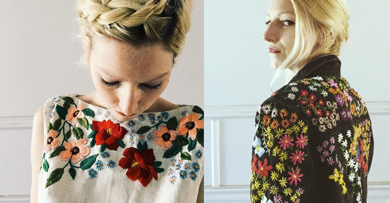 Artist Transforms Clothing with Beautifully Embroidered Flowers
