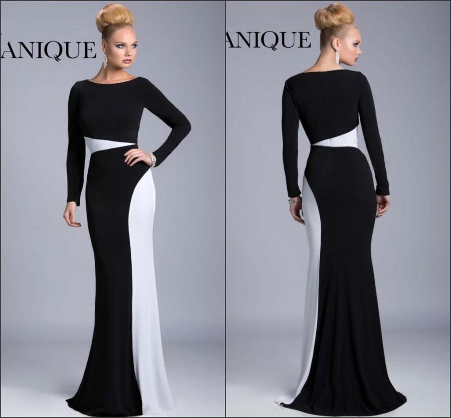 New Arrival Long Sleeve Fall Winter Evening Dresses 2015 Janique Black And  White Chiffon Fashion Formal Long Party Prom Dresses Ball Online with