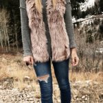 #winter #outfits brown fur vest