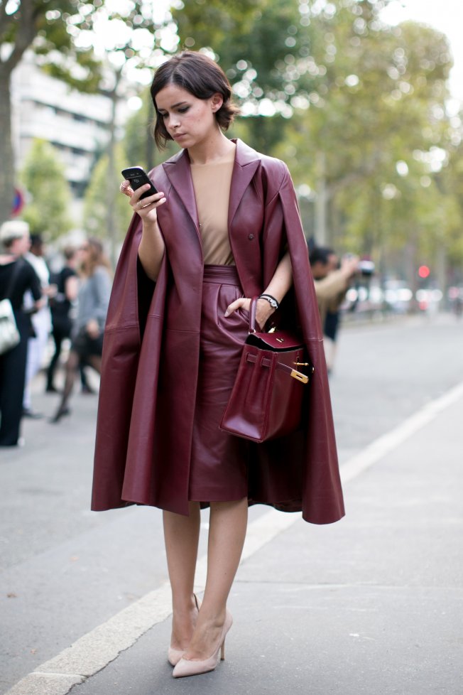 leather maroon cape