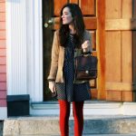 Bright red tights outfit